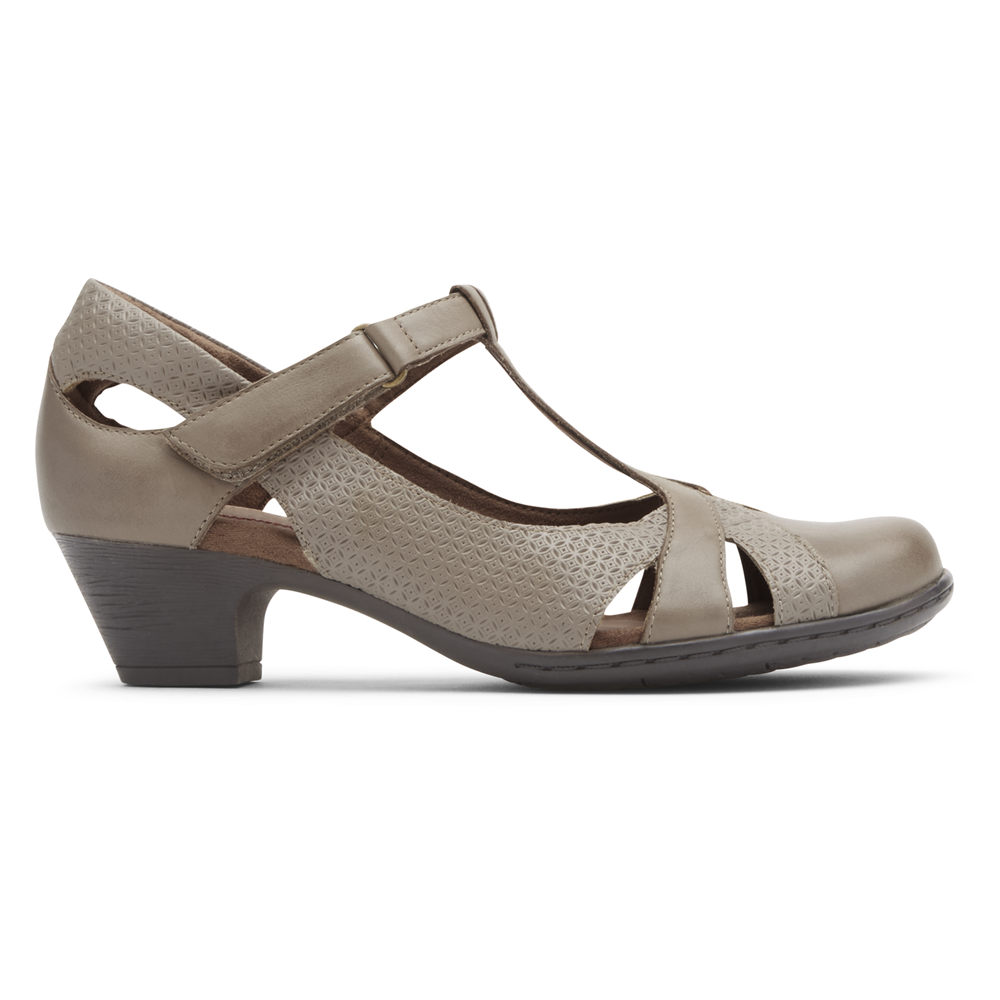 Rockport Singapore Womens Heels - Brynn T-Strap Grey - ZY8213965